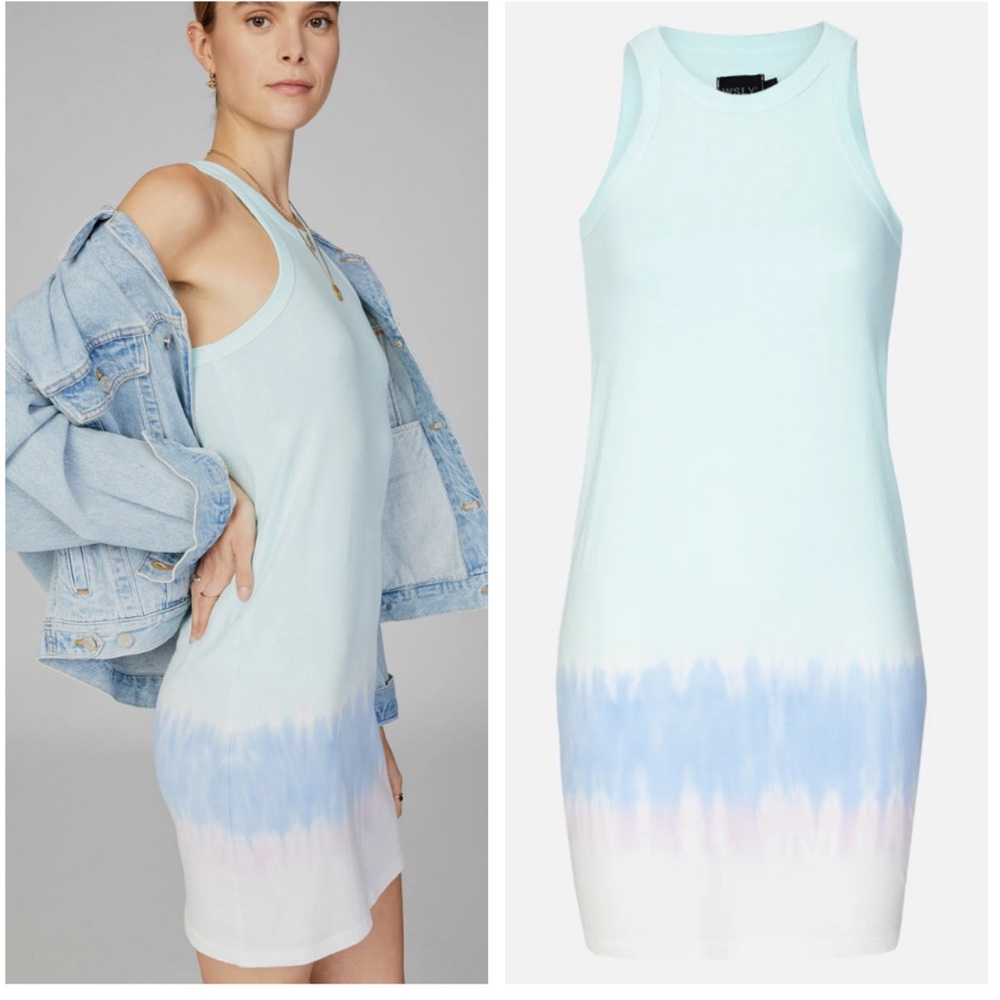 WSLY Blue and Pink Tie-Dye Dress